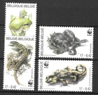 Belgium 2000 WWF Wildlife Fauna Animals Tiere Dieren Reptile Frog Snake set MNH
