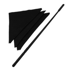 Flute Cleaning Rod Kit with 3pcs Swabs and Polishing Cloth, Black