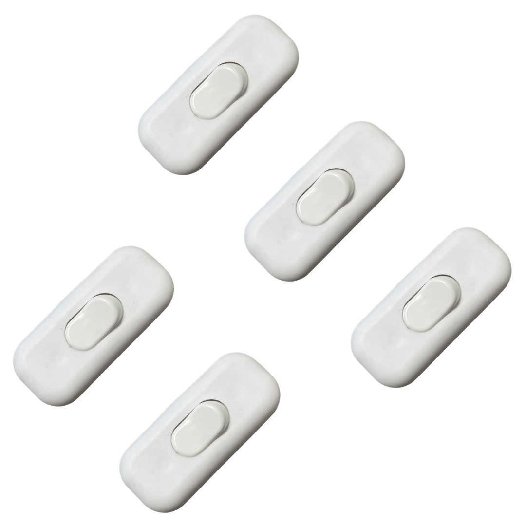gloca Set 5 Interruttori Passafilo In Termoplastica On/Off Colore Bianco 250V