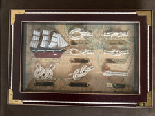 Espositore scatola ombra in legno con cornice nodi nautici vintage