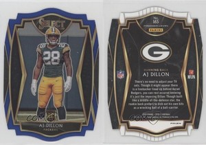 2020 Panini Select Premier Level Blue Prizm Die-Cut AJ Dillon #165 Rookie RC