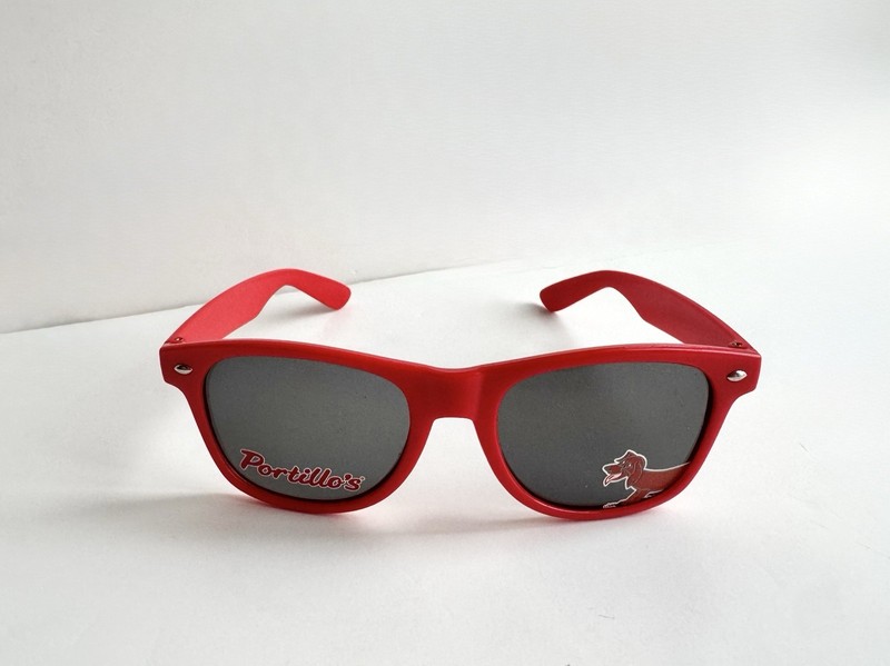 Portillo's Merchandise Memorabilia Collectible Red Sunglasses w/Logo & Dog Pokey