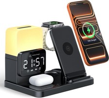 6-in-1 Wireless Charging Station for iPhone/Airpods/Watch with Digital Clock