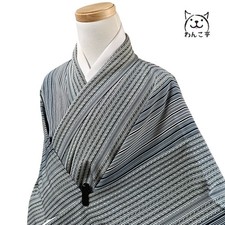 Wanko-Tei Wa51 Kimono Small Pattern Synthetic Fiber Washable Black Gray Japan