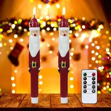 Wondise Christmas Flameless Candles with Remote and Timer, Santa Battery Operate