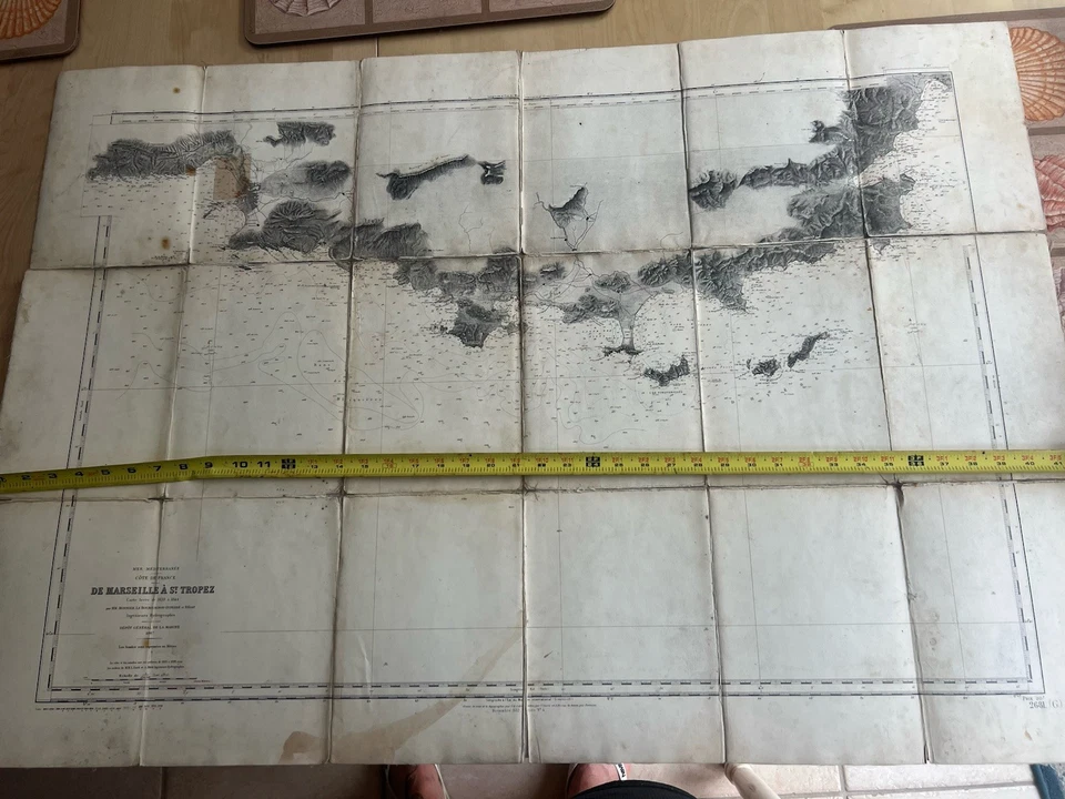 Old Map De marseille A St tropez carte levee de 1839 a 1844 - Image 2 of 4