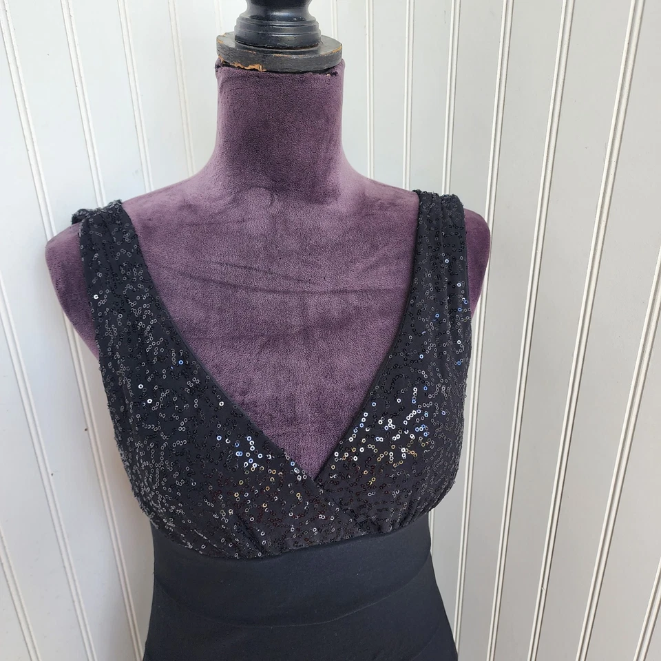 Vestido B Darlin Negro Lentejuelas Funda Formal Cena Fiesta Noche Elástico Talla 11/12 Foto 3 de 4