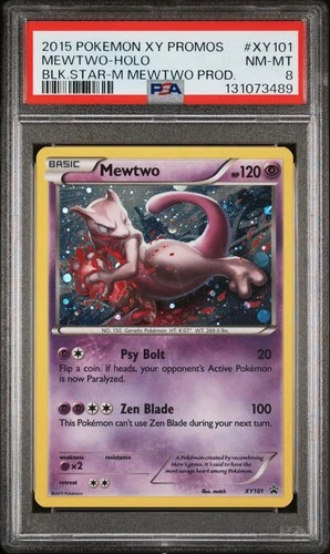 2015 Pokemon XY Mewtwo #XY101 Black Star Holo Promo Mega Mewtwo (PSA 8)