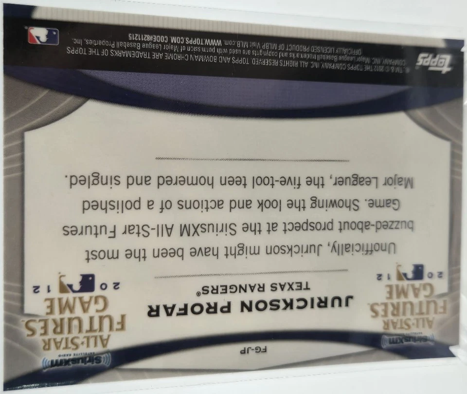 2012 Bowman Chrome Futures Game Jurickson Profar Texas Rangers #FG-JP - Image 2 of 2