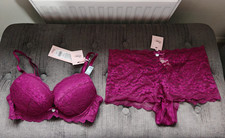 Boux Avenue Mollie Grape Lace Bra Set, Bra 32C & Shorts Size 10