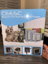 CEESC Extra Large Cat Door Outer Size 11"X9.8" , White, ABS Mater