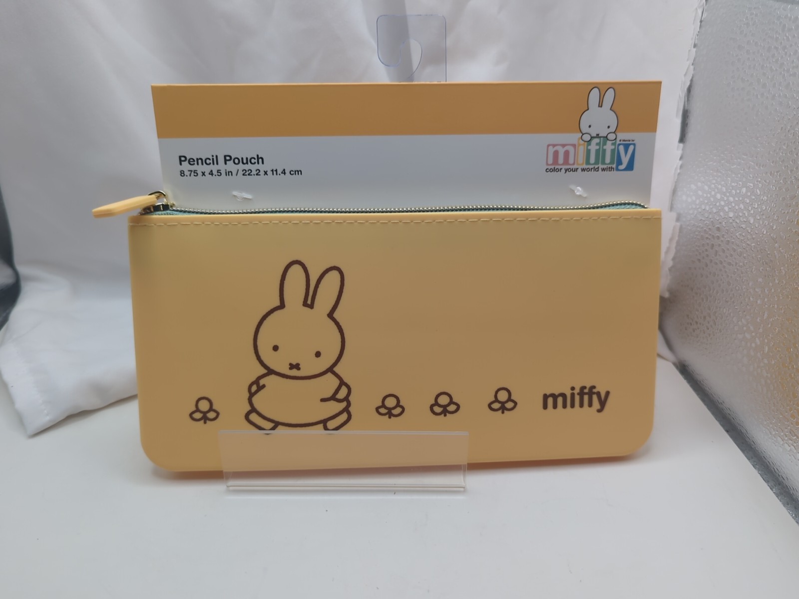 Pouch Silicone 8.75" X 4.5" New Yellow Kawaii Cute Bunny School Nwt