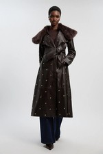 Karen Millen Longline Shearling Coat Womens Occasion Jackets & Coats