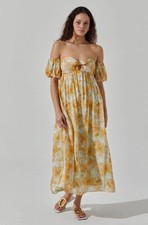 ASTR The Label Floral Off The Shoulder Midi Dress Size M