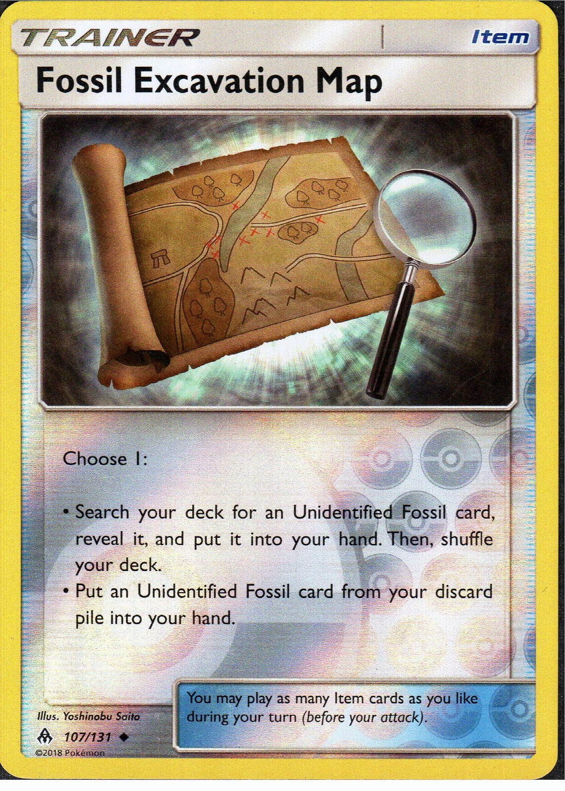 Fossil Excavation Map Reverse Holo 107/131 SM - Forbidden Light LP