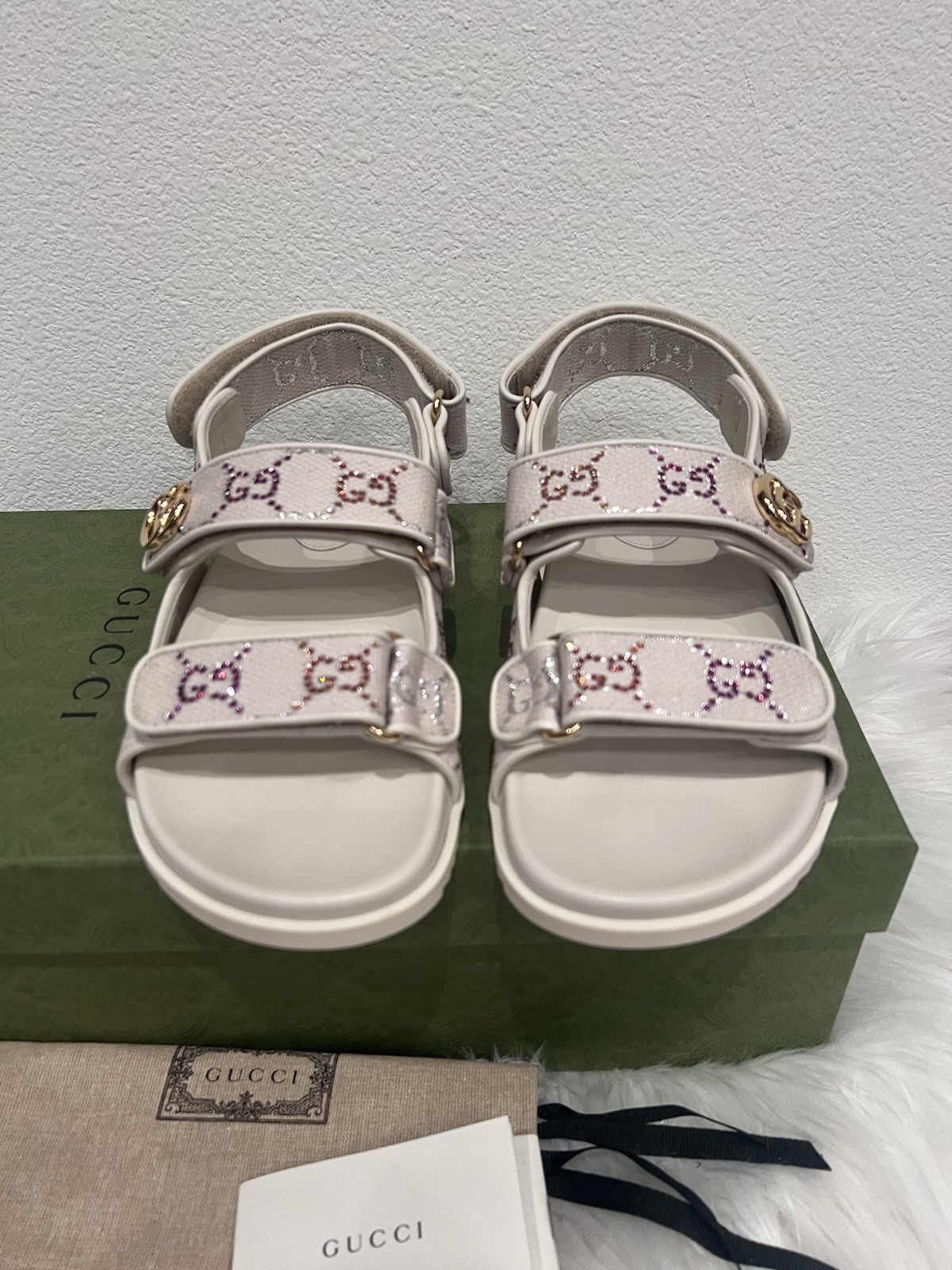 Gucci Moritz Supreme Double GG Crystal Monogram Marmont Sol Dad Sandal Slide 39 image 4