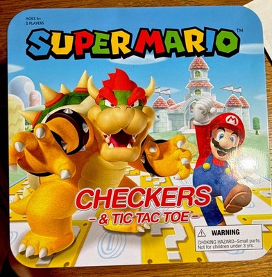 Super Mario 2-in-1 Checkers & Tic Tac Toe Board Game Set, Ages 6+, 2 Players