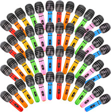 48 Pieces Giant Blow up Microphone 9.8 Inch Inflatable Microphones Assorted Colo