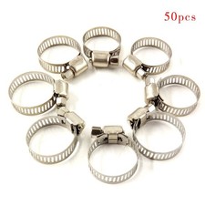 Adjustable 50 Pack 3/4"-1" 17-25 mm Drive Hose Clamps Fuel Line Worm Clips