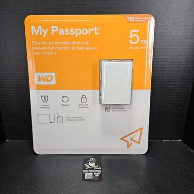 WD WDBPKJ0050BWT-WESB My Passport Portable HDD Hard Drive 2.5'' 5TB White NEW