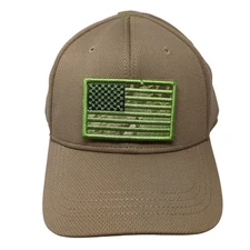 USA Flag Camo Fitted Baseball Hat Brown XL Outdoor Vent Holes Condor