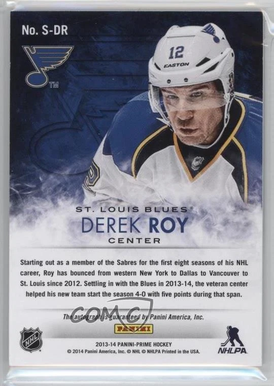 2013-14 Panini Prime Signatures /99 Derek Roy #S-DR Auto - Image 2 of 2