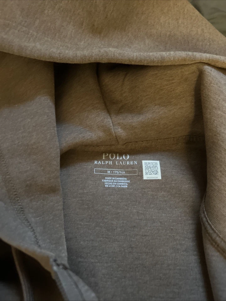 Auténtica sudadera con capucha Polo Ralph Lauren para hombre con cremallera completa, marrón talla M, nueva con etiquetas Foto 2 de 2