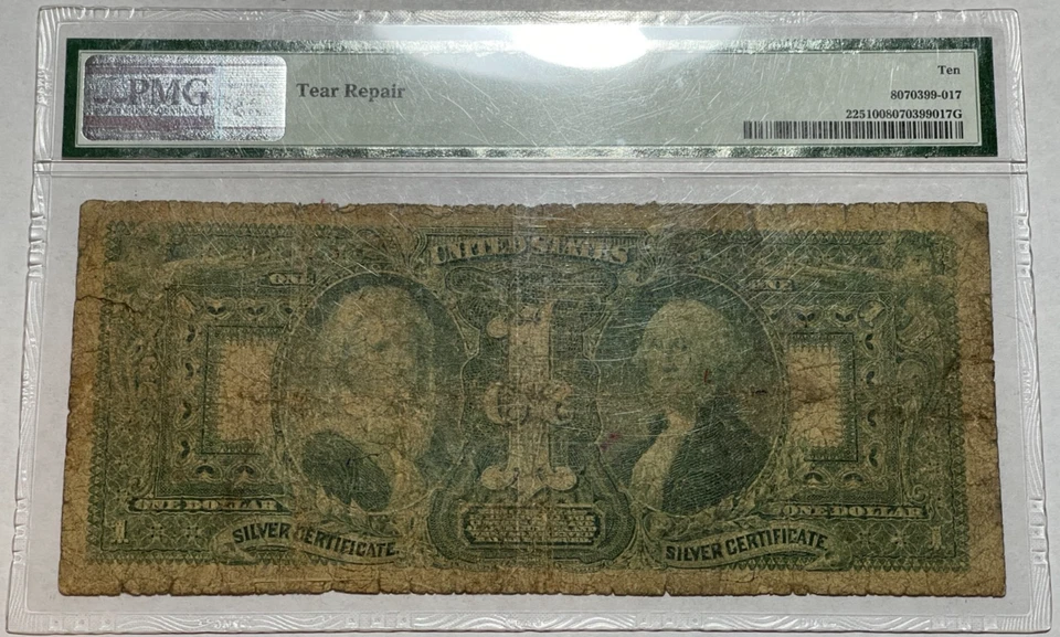 1896 Educational One 1 Dollar Silver Certificate Fr#225 PMG VG10 Repair - Image 2 of 3