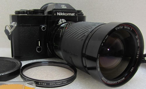 Nikon Nikkormat EL Spiegelreflexkamera, Vivitar Objektiv 26–105 mm, neue Türdichtung & Puffer