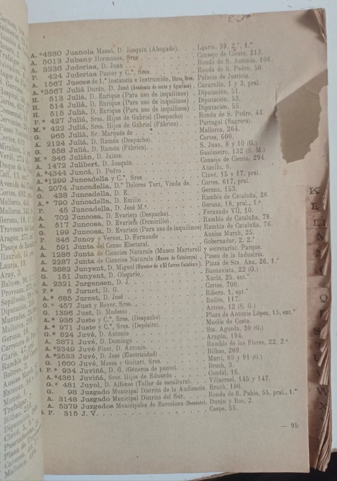 SOCIEDAD GENERAL DE TELÉFONOS ,RED DE BARCELONA ,LISTA DE SEÑORES ABONADOS 1919 - Imagen 2 de 4