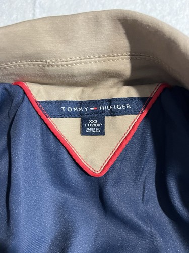 TOMMY HILFIGER Double Breasted Khaki Cropped Signature Cuffs Jacket XXS *defect* - Picture 4 of 17