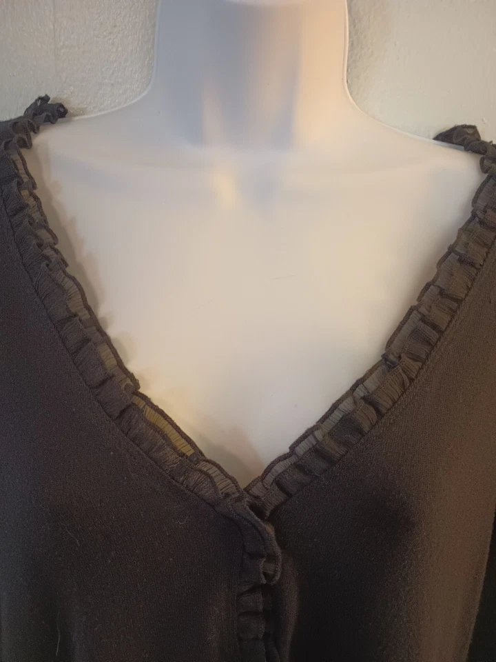 Suéter Studio 1940 con volantes transparentes gótico todo negro para mujer L Foto 2 de 4