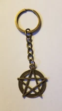 Pentacle Keychain Witchy Bronze 3 Inches 