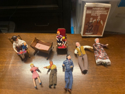 12 Vintage CACO & Sears Miniature Dollhouse Dolls Father Mother Boy Girl Baby