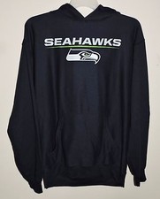 Seattle Seahawks Football NFL Hoodie/Hooded Sweatshirt Navy Blue Size Large -NWT