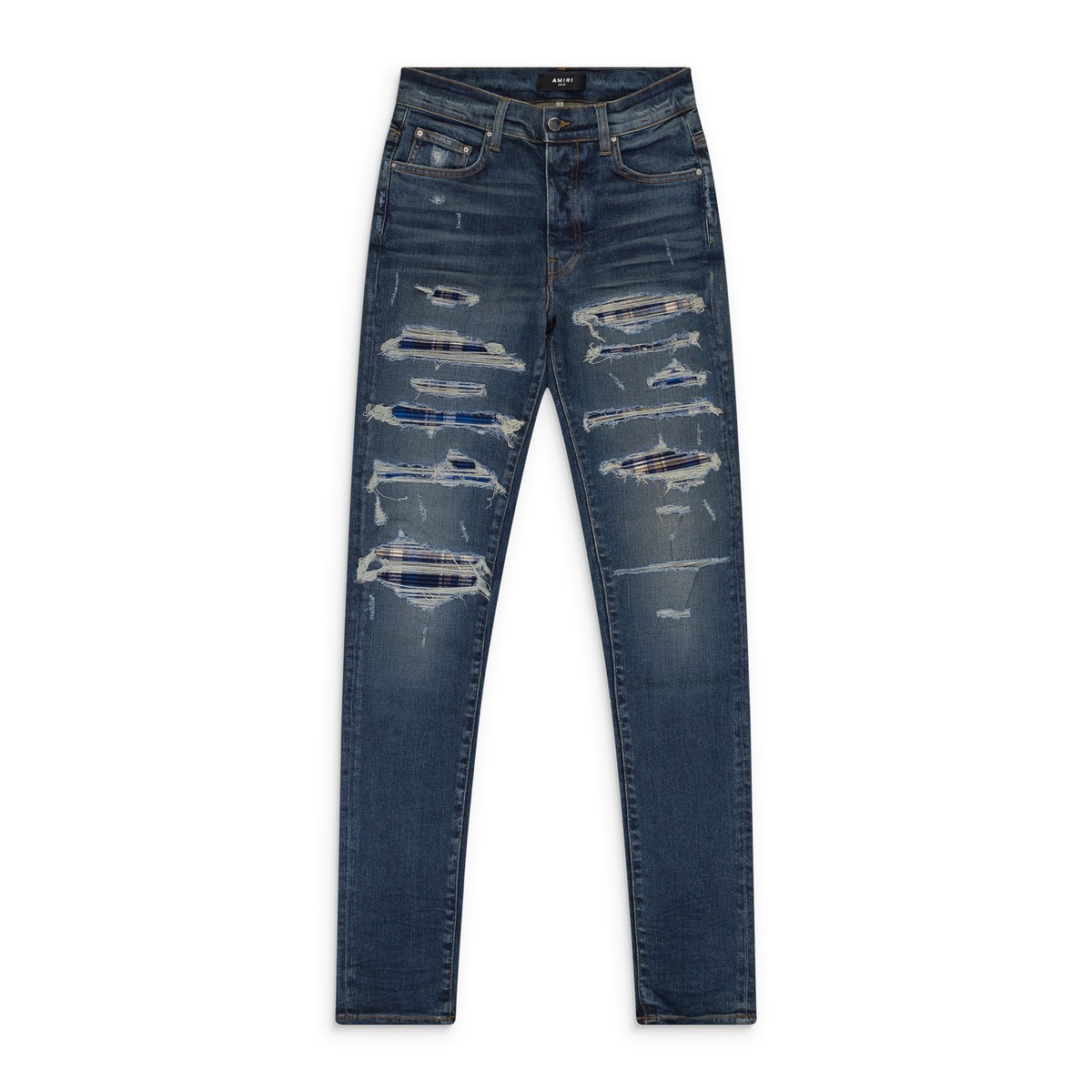 NWT AMIRI DEEP CLASSIC PLAID THRASHER JEANS SIZE 34 $1290