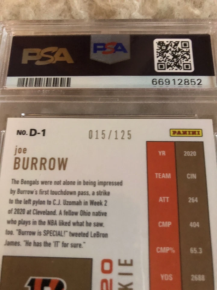2020 Panini Chronicles Dynagon RC Joe Burrow /125 POP 10 Mint SP Bengals 💎🔥 - Image 4 of 4