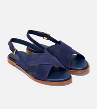 NEW Cole Haan women's Fernanda grand Marine Blue suede sandals 8.5 EU39 W15153