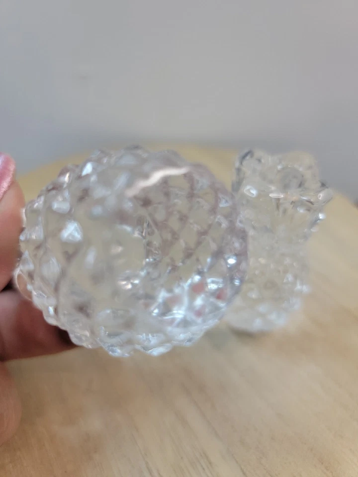 Juego de 2 Candelabros Biedermann 2.5" Piña Vidrio Corte Transparente Decoración Moderna Foto 4 de 4