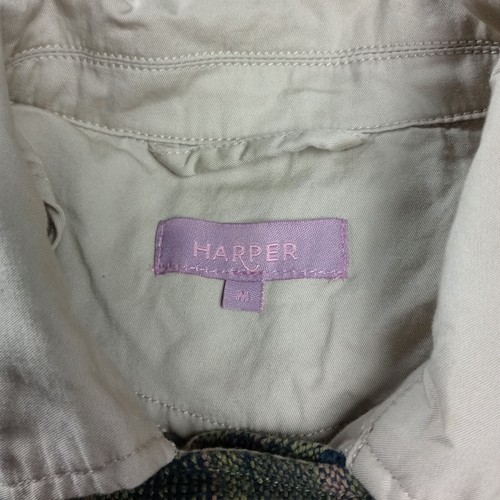 Harper Jacket Womens Sz M Moto Asymetrical Zip Aztec Embroidered 100% Cotton - Picture 5 of 14