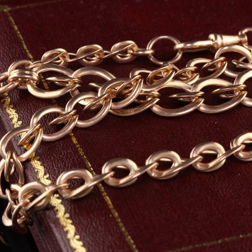 Antique Art Deco 14K Rose Gold Graduated Link Watch Fob Necklace - 14.5 inches - Picture 2 of 4