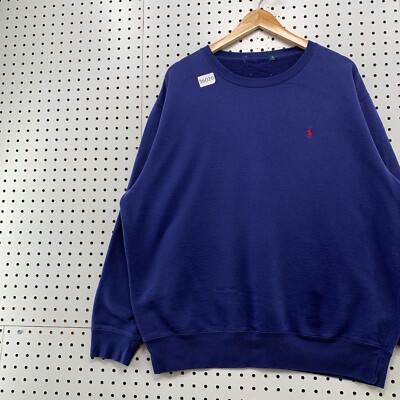Vintage 90s POlo Ralph Lauren Sweatshirt Mens Large Blue Red Pony