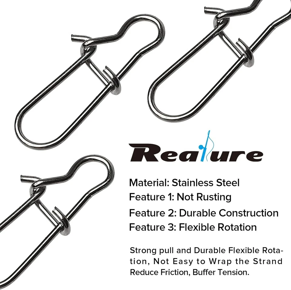 Conector de aparejos a presión de acero inoxidable con doble bloqueo de pesca 200 piezas #000-#2 Foto 4 de 4