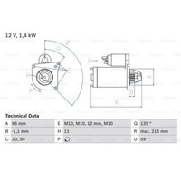 Bosch Anlasser Starter 1.4Kw FüR Renault Grand ScéNic III Megane Grandtour