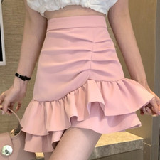 Lady Irregular Skirts Falbala High Waist Zipper Fishtail Skirt Harajuku Chic Fit