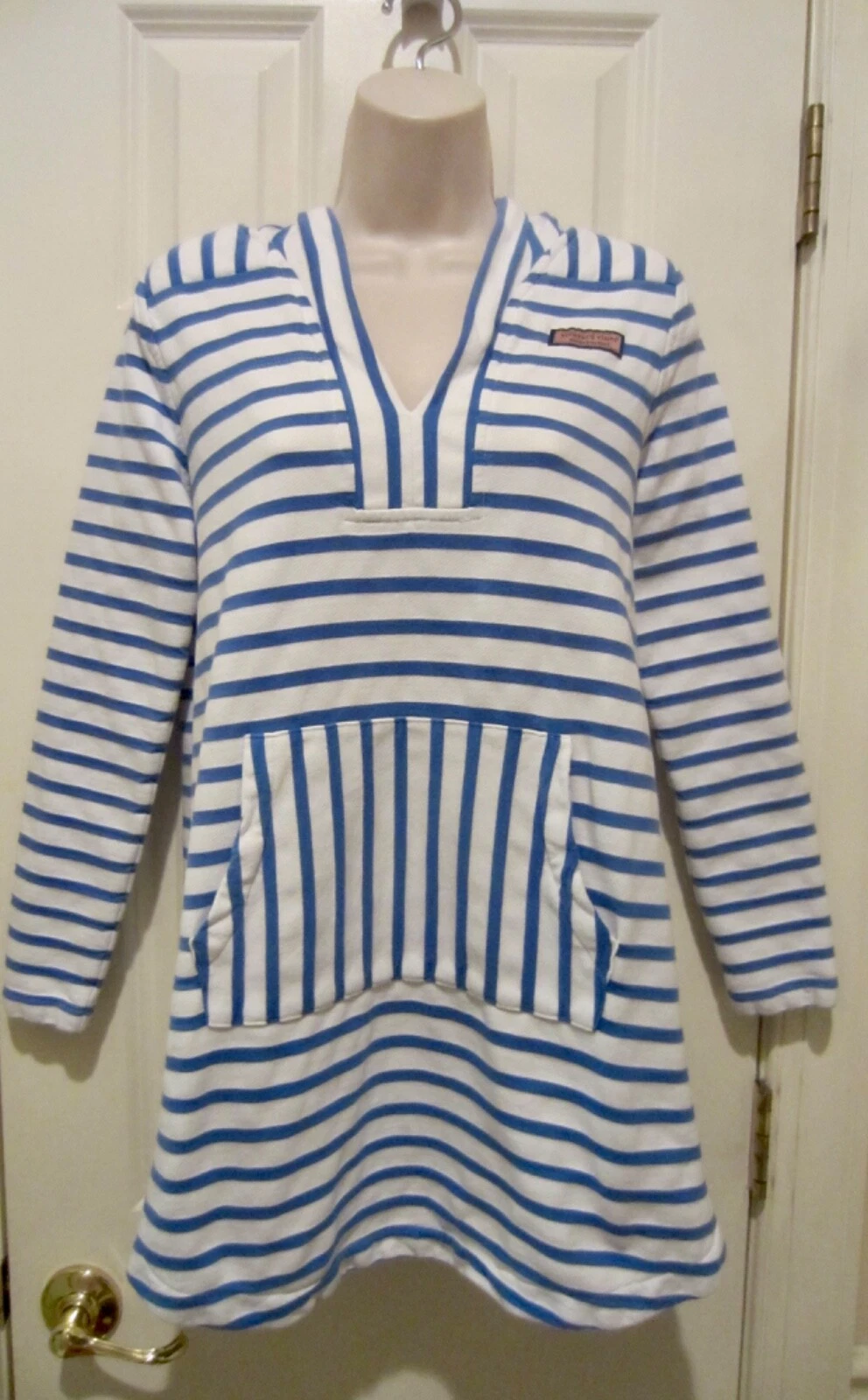 Vineyard Vines Women's Blue Striped Hoodie w/pockets Pullover Terry Knit Size S