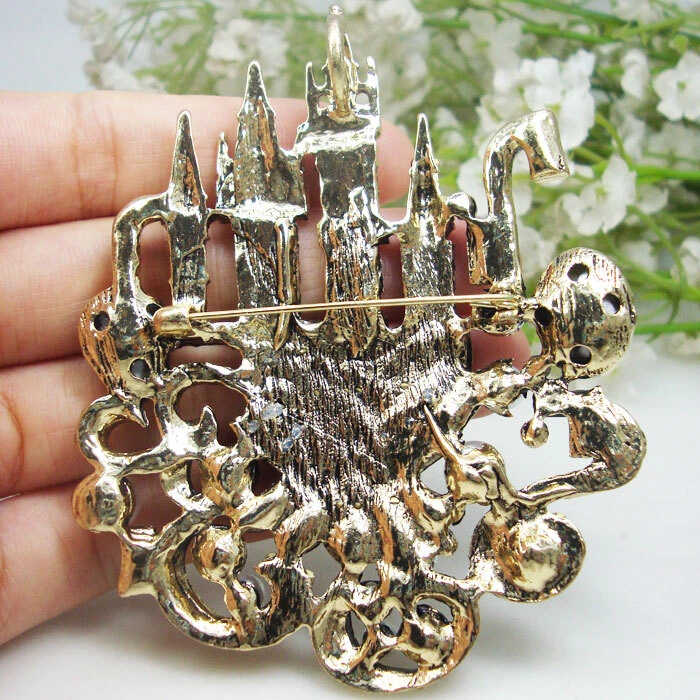 Broche broche colgante palacio castillo azul vintage para mujer cristal estrás regalos Foto 4 de 4
