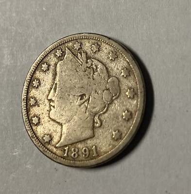(B) 1891 Nicely Toned Liberty V Nickel