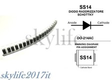 10 pz Diodo SS14 SS14A Raddrizzatore Schottky 40V 1A SMA DO214AC SMD