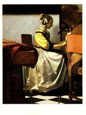 1981 Vintage VERMEER DETAIL OF "THE CONCERT" GORGEOUS COLOR offset Lithograph